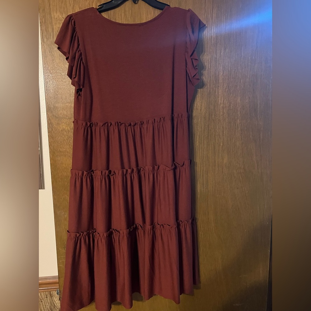 Zenana Outfitters Burgundy Tiered Maxi Dress - Picture 3 of 3